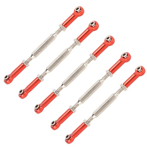 Phefop Aluminium -Legierungs -Spannschloss -Stangenverknüpfung, 6 -pcs -Verstellstangen, Einfache Installation & Entfernen, RC -Auto -Upgrade -Teile, 5 Farben (Rot) von Phefop