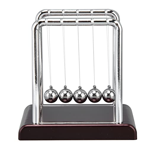 Phefop Balance Pendulum Ball, Newton Birthplace Balance Pendulum Classic Newton Swing Ball mit Claret Basis für Büroschlafzimmer Wohnzimmer Schreibtisch Dekorationen (Wine-Red Foundation) von Phefop