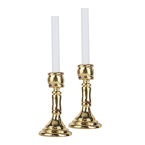 Phefop Dollhouse Golden Candlestick Miniatur-Dekoration, 2 Stück, Metall-Kerzenständer für Wohnzimmer, Puppenhaus, ideal für Enthusiasten Phefop Dollhouse Golden Candlestick Miniatur-Dekoration, 2 Stück, Metall-Kerzenständer für Wohnzimmer, Puppenhaus, ideal für Enthusiasten von Phefop