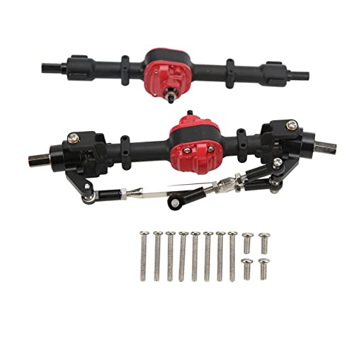 Phefop Metall-Vorder-Hinterachs-Set für MN D90 D91 99S FJ45 1/12 RC-Car, mit Befestigungsschrauben, Verbessert die Leistung (Schwarz Rot) von Phefop