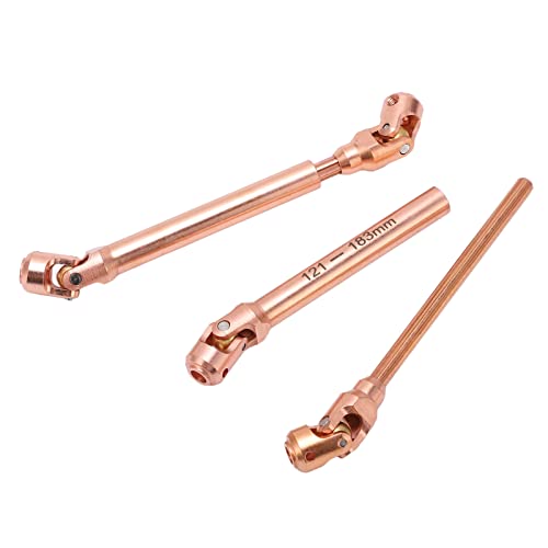 Phefop RC-Getriebewelle aus Stahl, Maßstab 1:10, Antriebswelle mit Sechs Zähnen und Messingperle für Ferngesteuertes Modell, für Axial SCX10 90046, Farbe: Roségold (129mm) von Phefop