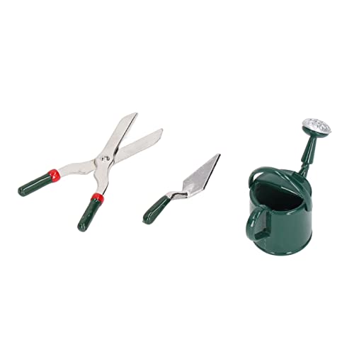 Puppenhaus Gartenwerkzeuge Miniatur Gießkanne Legierung Scheren Set Schaufel für kreative Puppenhaus Szenen 1:12 (GREEN) von Phefop