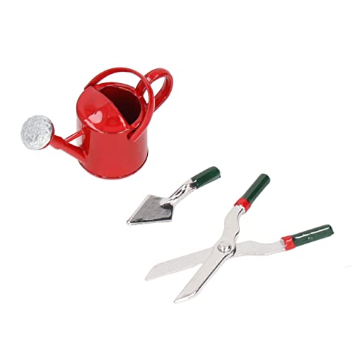 Puppenhaus Gartenwerkzeuge Miniatur Gießkanne Legierung Scheren Set Scheren für kreative Puppenhaus Szenen 1:12 (rot) von Phefop