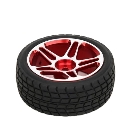 RC Autoreifen aus Aluminiumlegierung 1/10 mit Anti-Rutsch, rot, 4-teiliger Ersatzradreifen für HSP Hobbyking LRP, Rennwagenteile (rot) von Phefop