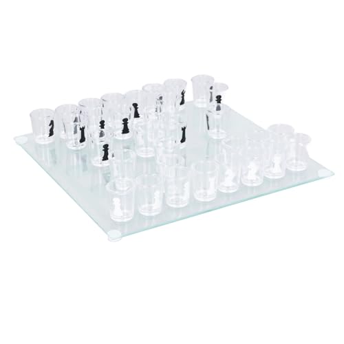 Schachspiel aus Glas mit einem Glasgetränke-Set mit 32 Schießgläsern für Universität, Spielnächte, Partys, Reisen, Camping Schachspiel aus Glas mit einem Glasgetränke-Set mit 32 Schießgläsern für Universität, Spielnächte, Partys, Reisen, Camping von Phefop