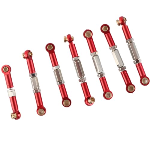Servo-Zugstangen aus Metall, robust, einfach zu installieren, für WLtoys 144001 1/14 RC Auto, rot/blau, Packung mit 7 Stück, ideal für RC Auto-Liebhaber (rot) von Phefop