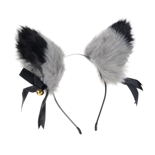 Süße Tierische Ohren Haare, Helle Farben Animal Headwear Hair Hoop für Partys, Tanzkostüme, Schulfestivals (Grau schwarz & grau & schwarz) von Phefop