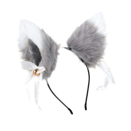 Süße Tierische Ohren Haare, Helle Farben Animal Headwear Hair Hoop für Partys, Tanzkostüme, Schulfestivals (Grau weiß & grau & weiß) von Phefop