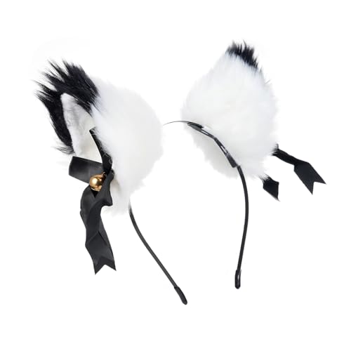 Süße Tierische Ohren Haare, Helle Farben Animal Headwear Hair Hoop für Partys, Tanzkostüme, Schulfestivals (Weiß und Weiß und Schwarz) von Phefop