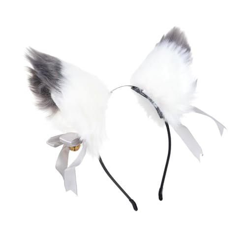 Süße Tierische Ohren Haare, Helle Farben Animal Headwear Hair Hoop für Partys, Tanzkostüme, Schulfestivals (Weißes grau & weiß & grau) von Phefop