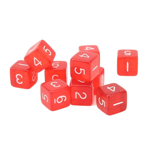 Würfel-Set aus Kunststoff, transparent, 30 Stück, Würfel mit 6 Seiten, für Brettspiele und Mathematik, kompakt und tragbar, ideal für Kinder (rot) von Phefop