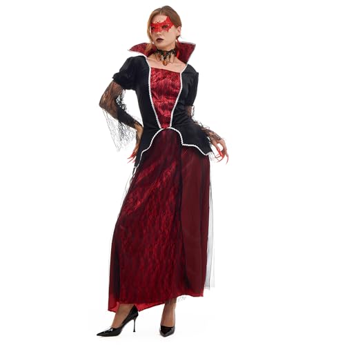 Phestival Vampir Kostüm Damen -[13 in 1 Paket] Elegantes Vampir Kleid mit Premium-Details für Kostüm Gruselig, Maskenbälle und Renaissance-Themenveranstaltungen [S] von Phestival