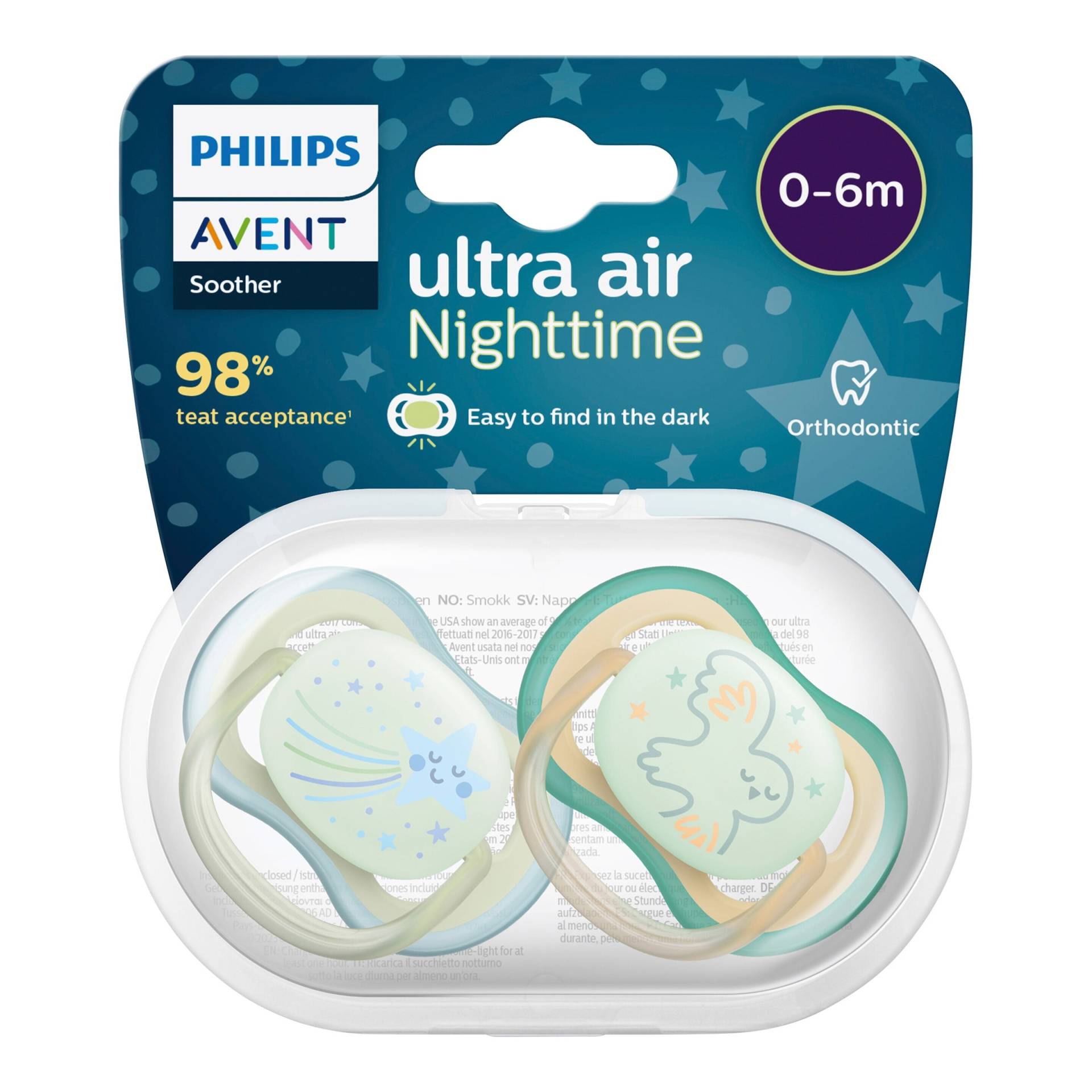 Philips Avent 2er-Pack Schnuller ultra air night, 0-6M Philips Avent 2er-Pack Schnuller ultra air night, 0-6M von Philips Avent