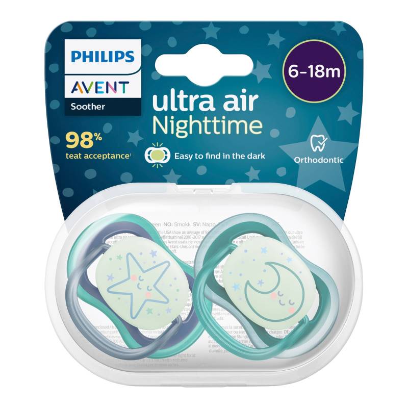 Philips Avent 2er-Pack Schnuller ultra air night, 6-18M von Philips Avent