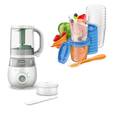 Philips Avent Babynahrungszubereiter 4-in-1 Dampfgarer und Mixer SCF885/01 in grün inkl. Aufbewahrungssystem für Babynahrung SCF721/20 Philips Avent Babynahrungszubereiter 4-in-1 Dampfgarer und Mixer SCF885/01 in grün inkl. Aufbewahrungssystem für Babynahrung SCF721/20 von Avent