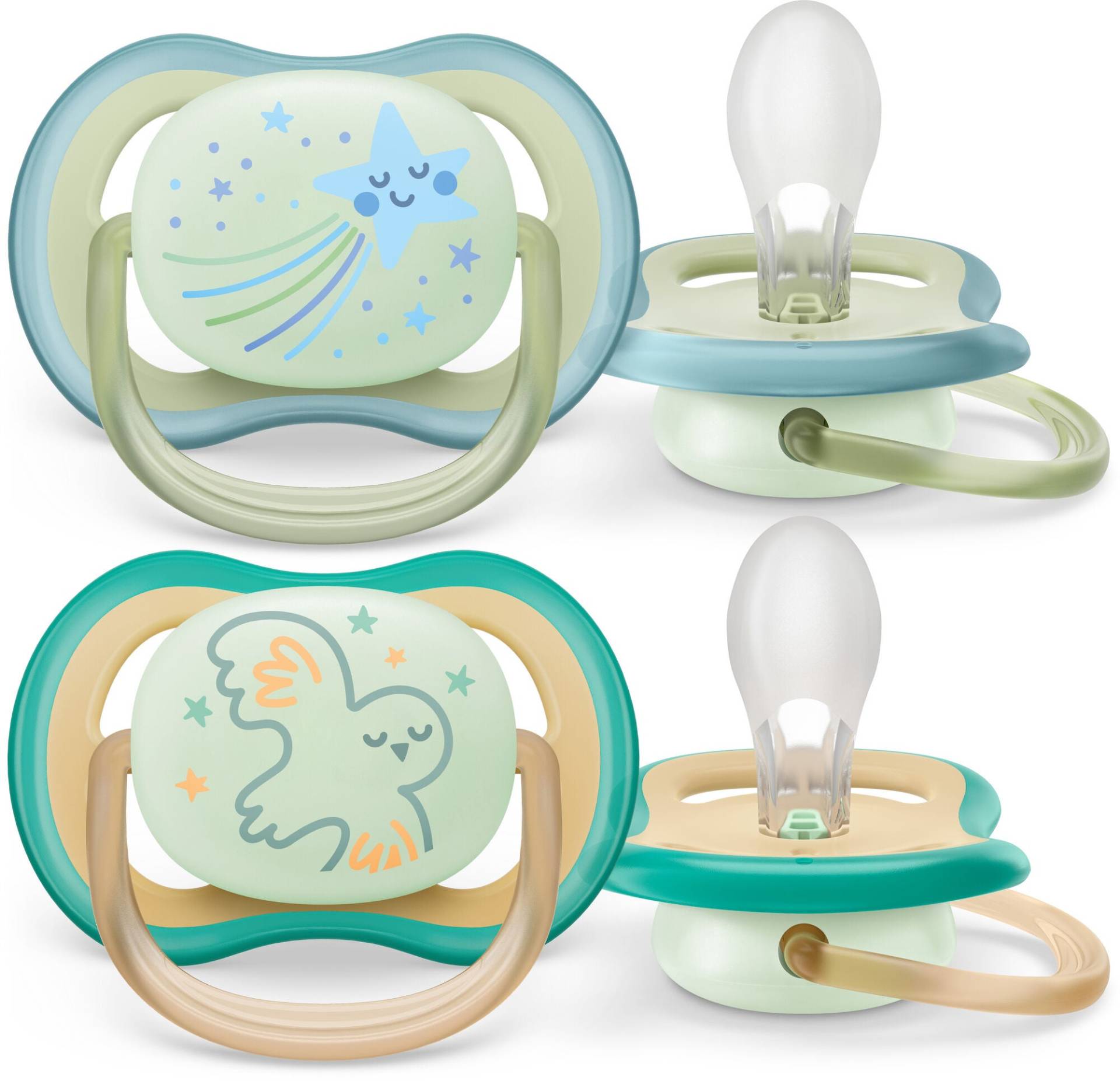 Philips Avent Ultra Air Night Schnuller 2er-Pack 0-6m, Grün/Blau Philips Avent Ultra Air Night Schnuller 2er-Pack 0-6m, Grün/Blau von Philips Avent