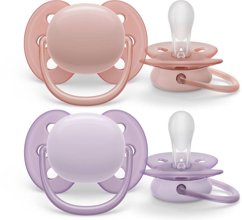 Philips Avent Ultra Soft Schnuller 0-6m 2er-Pack, Rosa/Lila von Philips Avent