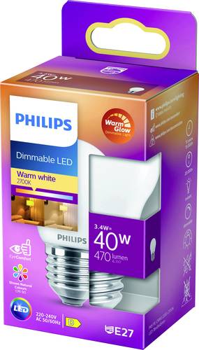 Philips Lighting 871951432449700 LED EEK D (A - G) E27 Tropfenform 3.4W = 40W Warmweiß (Ø x L) 45m von Philips Lighting