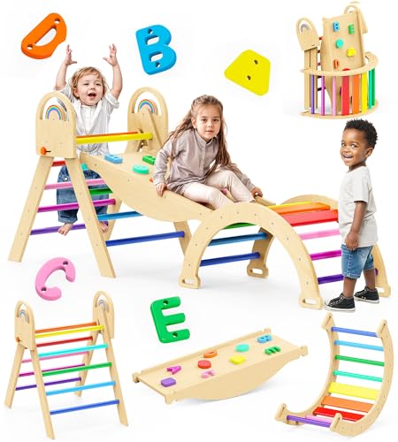 Pikler Dreieck Set, 9-in-1 Faltbares Kletterset aus Holz von Philnas