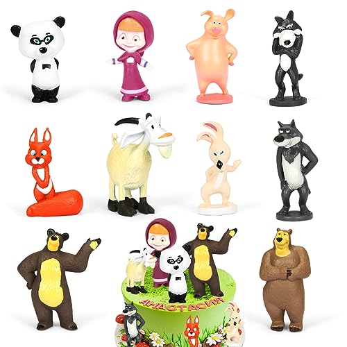 10 Stück Mini Figuren Set, Bär Figuren Tortendeko, Mini Figuren Geburtstag Deko, Party Kuchendekorationen Ornamente, Kuchen Topper, Geburtstags Spielzeug für Kindergeburtstag Party Mädchen Junge von Philoctes