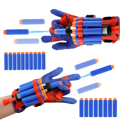 Philoctes 2 Set Spider Launcher Handschuh, Spinne Shooter Handschuhe, Hero Launcher Glove, Cosplay Glove Launcher Handgelenk Spielzeug Set für Jungen Kinder Geschenk von Philoctes