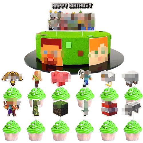 25 Stück Pixel Cake Topper, Miner Game Cupcake Toppers, Pixel Crafting Tortendeko, Video Game Kuchendeko Geburtstag, Kuchen Deko für Mädchen Jungen Party Decorations Supplies 25 Stück Pixel Cake Topper, Miner Game Cupcake Toppers, Pixel Crafting Tortendeko, Video Game Kuchendeko Geburtstag, Kuchen Deko für Mädchen Jungen Party Decorations Supplies von Philoctes