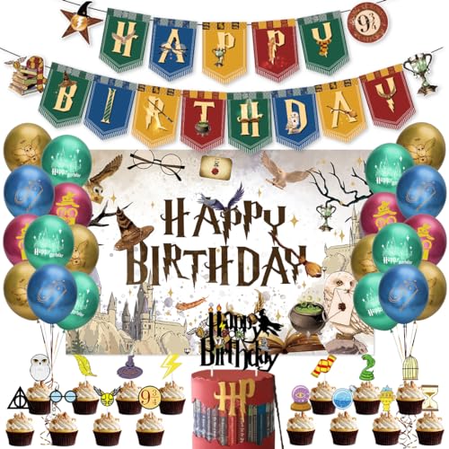 Wizard Geburtstags Deko, 39 Stück Magische Geburtstagsdeko, Wizard Geburtstag Hintergrund, Magische Zauberer Luftballons, Happy Birthday Girlande, Kindergeburtstag Deko Kuchen für Jungen Mädchen Wizard Geburtstags Deko, 39 Stück Magische Geburtstagsdeko, Wizard Geburtstag Hintergrund, Magische Zauberer Luftballons, Happy Birthday Girlande, Kindergeburtstag Deko Kuchen für Jungen Mädchen von Philoctes