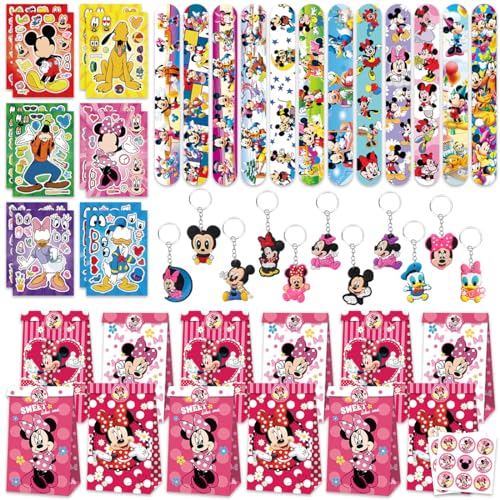 Philoctes 47 PCS Mouse Party Mitgebsel, Kinder Ggeburtstag Mitgebsel - Klatschen Armband, Aufkleber, Mouse Schlüsselanhänger, Geschenktüten, Kinder Jungen Mädchen Geschenke Party Zubehör von Philoctes