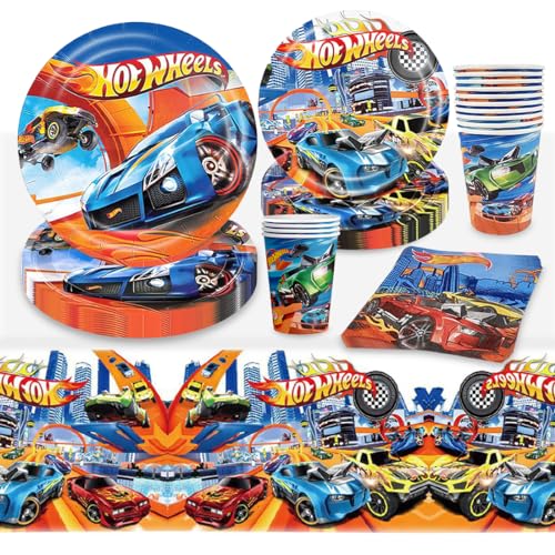 Autos Pappteller Kindergeburtstag, 51 Stück Rennauto Geburtstagsteller Set, Monster Truck Geburtstagdeko, Wheels Auto Geschirr Kit-Teller, Pappbecher, Servietten, Tischdecke, Auto Cars Geburtstagsdeko Autos Pappteller Kindergeburtstag, 51 Stück Rennauto Geburtstagsteller Set, Monster Truck Geburtstagdeko, Wheels Auto Geschirr Kit-Teller, Pappbecher, Servietten, Tischdecke, Auto Cars Geburtstagsdeko von Philoctes