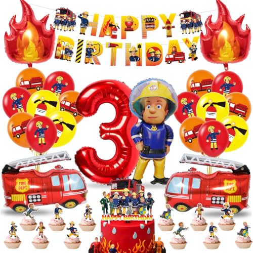 Feuerwehr Deko Kindergeburtstag 3 Jahre Jungen, Feuerwehrmann Geburtstag Deko 3, Feuerwehr Kuchen Deko, Feuerwehr Luftballons, Happy Birthday Banner für 3 Jahre Kindergeburtstag Party Dekoration Feuerwehr Deko Kindergeburtstag 3 Jahre Jungen, Feuerwehrmann Geburtstag Deko 3, Feuerwehr Kuchen Deko, Feuerwehr Luftballons, Happy Birthday Banner für 3 Jahre Kindergeburtstag Party Dekoration von Philoctes