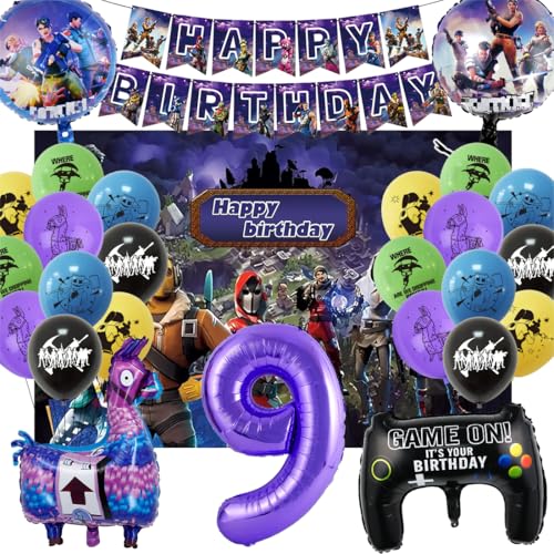 Gaming Party Geburtstag Deko Jungen 9 Jahre, Video Spiel Gamer Geburtstagsdeko, luftballon 9 Geburtstag Junge, Videospiel Happy Birthday Girlande, Game Geburtstagsbanner Folienballon und Hintergrund Gaming Party Geburtstag Deko Jungen 9 Jahre, Video Spiel Gamer Geburtstagsdeko, luftballon 9 Geburtstag Junge, Videospiel Happy Birthday Girlande, Game Geburtstagsbanner Folienballon und Hintergrund von Philoctes