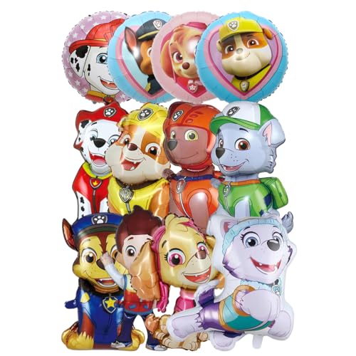 Geburtstag Deko Kinder,12 Stück Luftballons Kindergeburtstag, Cartoon Dog Ballons Set, Party Supplies, Kindergeburtstag Dekoration für Jungen, Mädchen von Philoctes