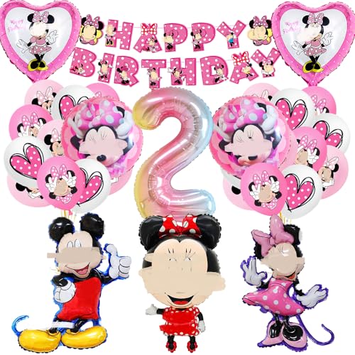 Geburtstagsdeko 2 Jahre Mädchen - Rosa Luftballons, Maus-Folienballons, Themed Party Supplies für Kinder Geburtstagsdeko 2 Jahre Mädchen - Rosa Luftballons, Maus-Folienballons, Themed Party Supplies für Kinder von Philoctes