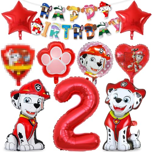 Hund Geburtstag Deko 2 jahre, 10pcs Dog Luftballon 2 Deko Kindergeburtstag Rot, Ballonheld Folienballon, Happy Birthday Banner für Hundl Party, Helium Ballon Set für Jungen Mädchen Hund Geburtstag Deko 2 jahre, 10pcs Dog Luftballon 2 Deko Kindergeburtstag Rot, Ballonheld Folienballon, Happy Birthday Banner für Hundl Party, Helium Ballon Set für Jungen Mädchen von Philoctes