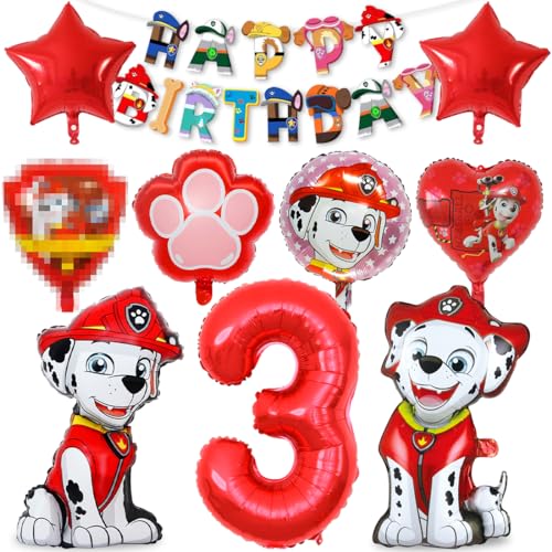 Hund Geburtstag Deko 3 jahre, 10pcs Dog Luftballon 3 Deko Kindergeburtstag Rot, Ballonheld Folienballon, Happy Birthday Banner für Hundl Party, Helium Ballon Set für Jungen Mädchen Hund Geburtstag Deko 3 jahre, 10pcs Dog Luftballon 3 Deko Kindergeburtstag Rot, Ballonheld Folienballon, Happy Birthday Banner für Hundl Party, Helium Ballon Set für Jungen Mädchen von Philoctes