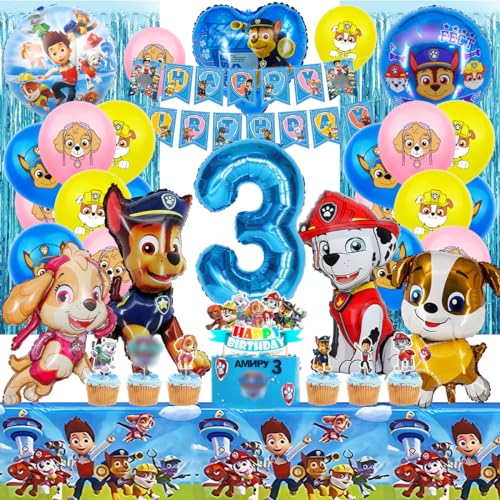Hund Geburtstag Deko 3 Jahre, Blau Luftballon 3 Deko Kindergeburtstag, Hund Ballon Geburtstag Deko Junge, Happy Birthday Girlande, Tischdecke Kuchendekoration für Dog Theme Party set Hund Geburtstag Deko 3 Jahre, Blau Luftballon 3 Deko Kindergeburtstag, Hund Ballon Geburtstag Deko Junge, Happy Birthday Girlande, Tischdecke Kuchendekoration für Dog Theme Party set von Philoctes