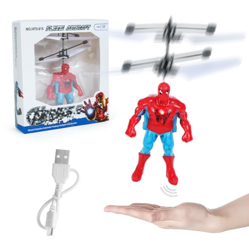 Philoctes Fliegende Rot Blau, Flugspielzeug Kinder, 2 Stück Spinnen-Flugroboter, Hubschrauber Spielzeug, mit USB-Aufladung, LED-Licht, Für Kinder Und Anfänger von Philoctes