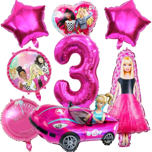 Philoctes Prinzessin Geburtstag Ballon Party Deko Set, Top Model Dekoration Luftballons, Barbi Mottoparty Karneval Make-up für 3 Jahre Mädchen Kinder Supplies von Philoctes