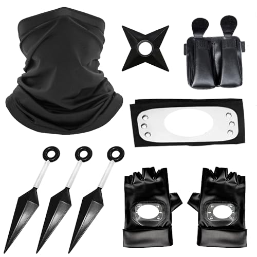 Philoctes Kostüm Schwarzes Halloween, Schwarzes Cosplay Kostüm, 9 Stück Kostüm Halloween Junge, Maske, Stirnband, Tasche, Plastische Dekoration, für Maskerade Karneval Philoctes Kostüm Schwarzes Halloween, Schwarzes Cosplay Kostüm, 9 Stück Kostüm Halloween Junge, Maske, Stirnband, Tasche, Plastische Dekoration, für Maskerade Karneval von Philoctes