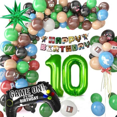 Pixel Luftballon Geburtstagsdeko 10 Jahre, 81 Stück Miner Kindergeburtstag Gamer Party Deko, Happy Birthday Banner Gamer Folienballon Spiel Luftballon Geburtstag Deko für Jungen Kinder Pixel Luftballon Geburtstagsdeko 10 Jahre, 81 Stück Miner Kindergeburtstag Gamer Party Deko, Happy Birthday Banner Gamer Folienballon Spiel Luftballon Geburtstag Deko für Jungen Kinder von Philoctes