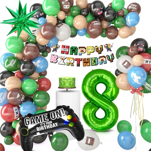 Pixel Luftballon Geburtstagsdeko 8 Jahre, 81 Stück Miner Kindergeburtstag Gamer Party Deko, Happy Birthday Banner Gamer Folienballon Spiel Luftballon Geburtstag Deko für Jungen Kinder Pixel Luftballon Geburtstagsdeko 8 Jahre, 81 Stück Miner Kindergeburtstag Gamer Party Deko, Happy Birthday Banner Gamer Folienballon Spiel Luftballon Geburtstag Deko für Jungen Kinder von Philoctes