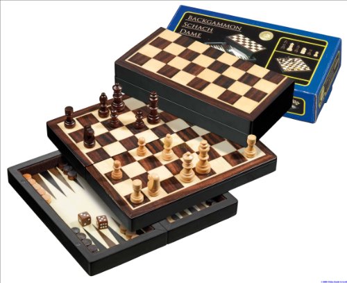 Philos 2507 - Reise-Schach-Backgammon-Dame-Set, Feld 22 mm, Königshöhe 42 mm, magnetisch von Philos