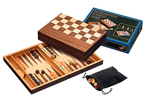 Philos 2508 - Schach-Backgammon-Dame-Set, Feld 32 mm, Königshöhe 65 mm, Magnetverschluss von Philos