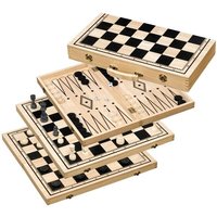 Philos 2519 - Schach-Backgammon-Dame-Set, Holz, Feld 50 mm, mit Tragegriff von Philos
