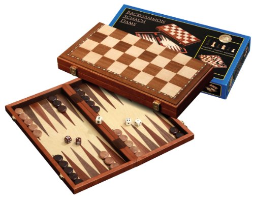 Philos 2524 - Schach-Backgammon-Dame-Set, magnetisch, Feld 43 mm, Königshöhe 75 mm von Philos