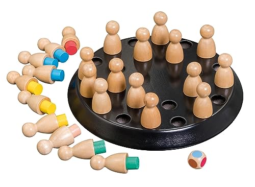 Philos 3171 - Memo Spiel (Black, schwarz), Memory Schach, Match Stick, Gedächtnisspiel aus Holz, mit 24 Spielkegel mit 4 Farben und 1 Würfel, aus MDF und Robinienholz von Philos
