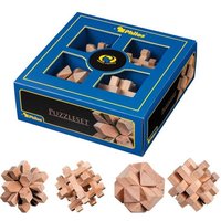Philos 3501 - Puzzleset 1, Holz, 4-teilig, Puzzlespiele, Denkspiele, Knobelspiele, Schwierigkeitsgrad: mittelschwer, Geschenkbox von Philos