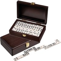 Philos 3627 - Domino, Doppel 9, in Box mit Walnussoptik, Holz/Kunststoff, Legespiel von Philos