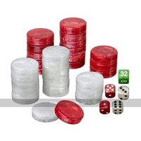 Philos 4108 - Backgammon Spielsteine+Würfel, Turnier, rot/weiß, 40 x 10mm, Kunststoff von Philos