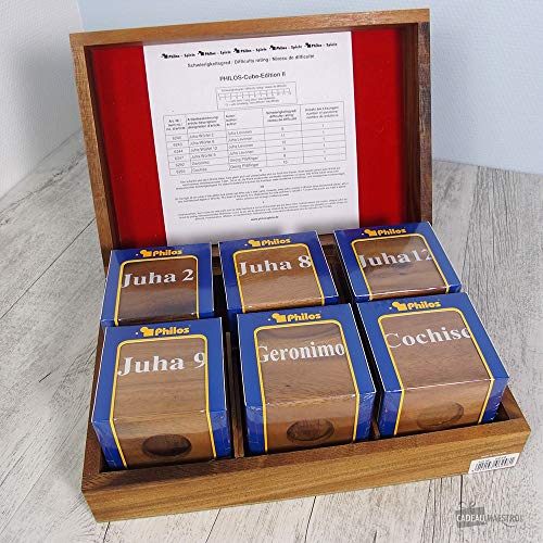 Philos 6248 - Cube-Edition II mit 6 unterschiedlich schwierigen Knobelspielen im Holzdisplay von Philos